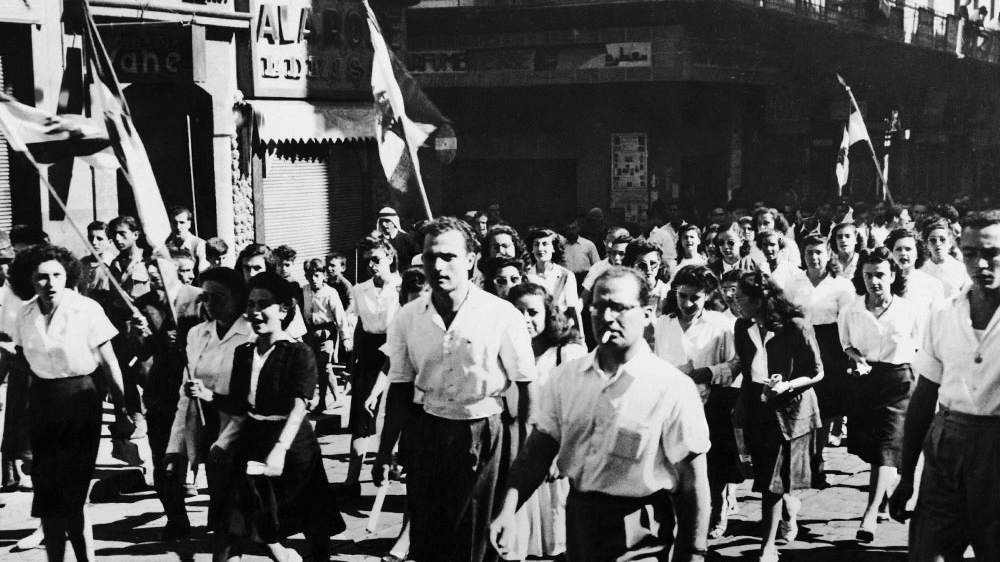 A rally in Beirut commemorating the Balfour declaration in 1945 [Getty Images]