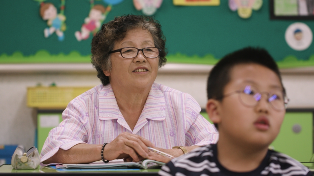 Park Go-ee returned to school in her seventies as part of a bid to boost student numbers and save Bangrim Primary from closing – it is one of many schools in rural South Korea struggling with declining student populations